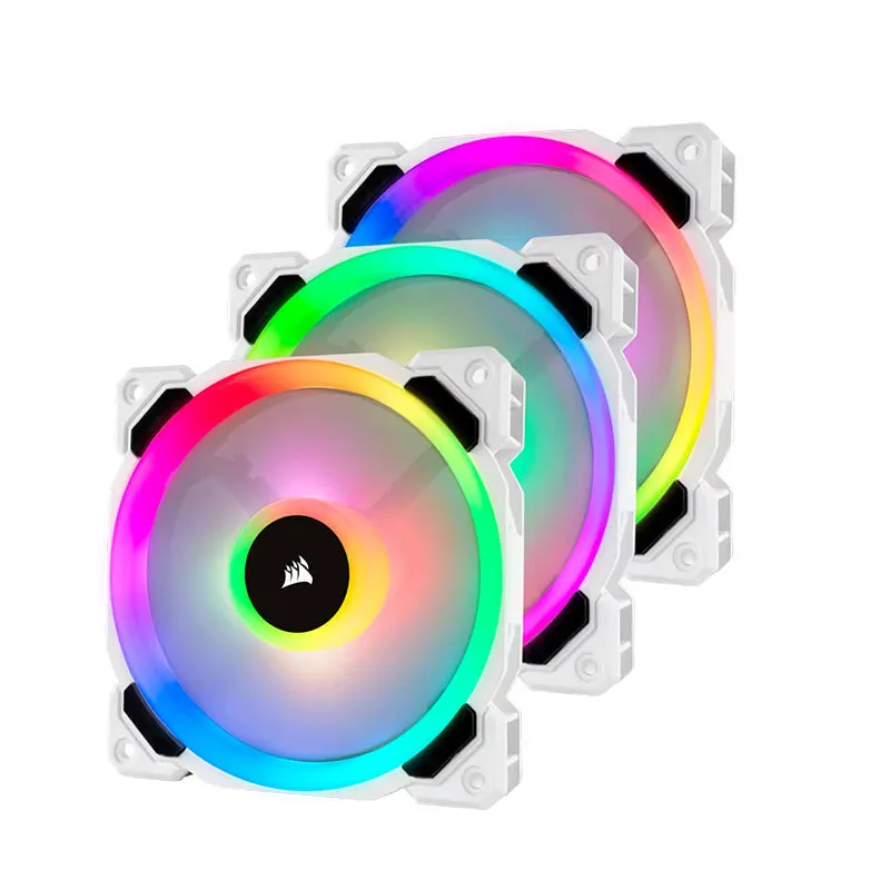 CORSAIR LL120 iCUE RGB 3pcs 120mm Desktop System Unit PWM Cooling Fan Pack with Included Lighting Node Pro Hub with Light Effect Presets, 1500 RPM Fan Speed, Hydraulic Motor for PC Computer (Black, White) | CO-9050072-WW CO-9050092-WW