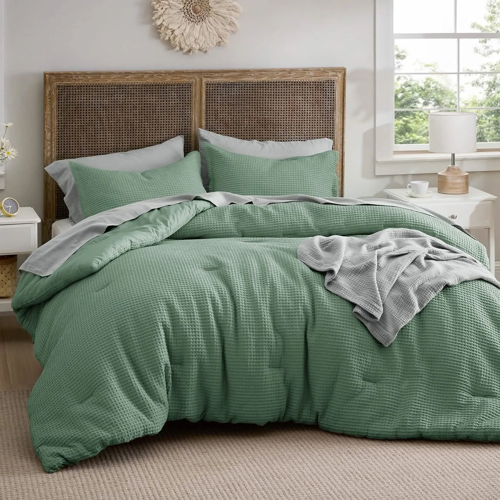 Cotton Waffle Weave Comforter Set