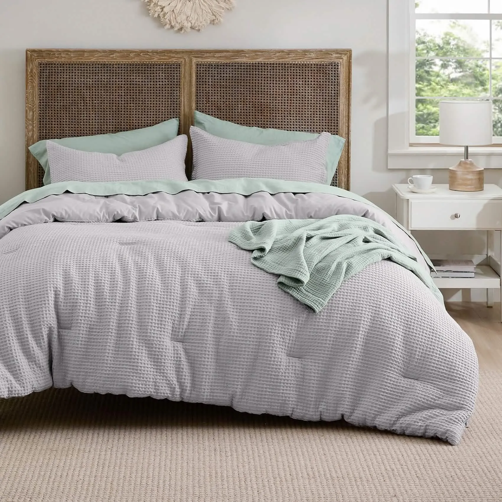 Cotton Waffle Weave Comforter Set