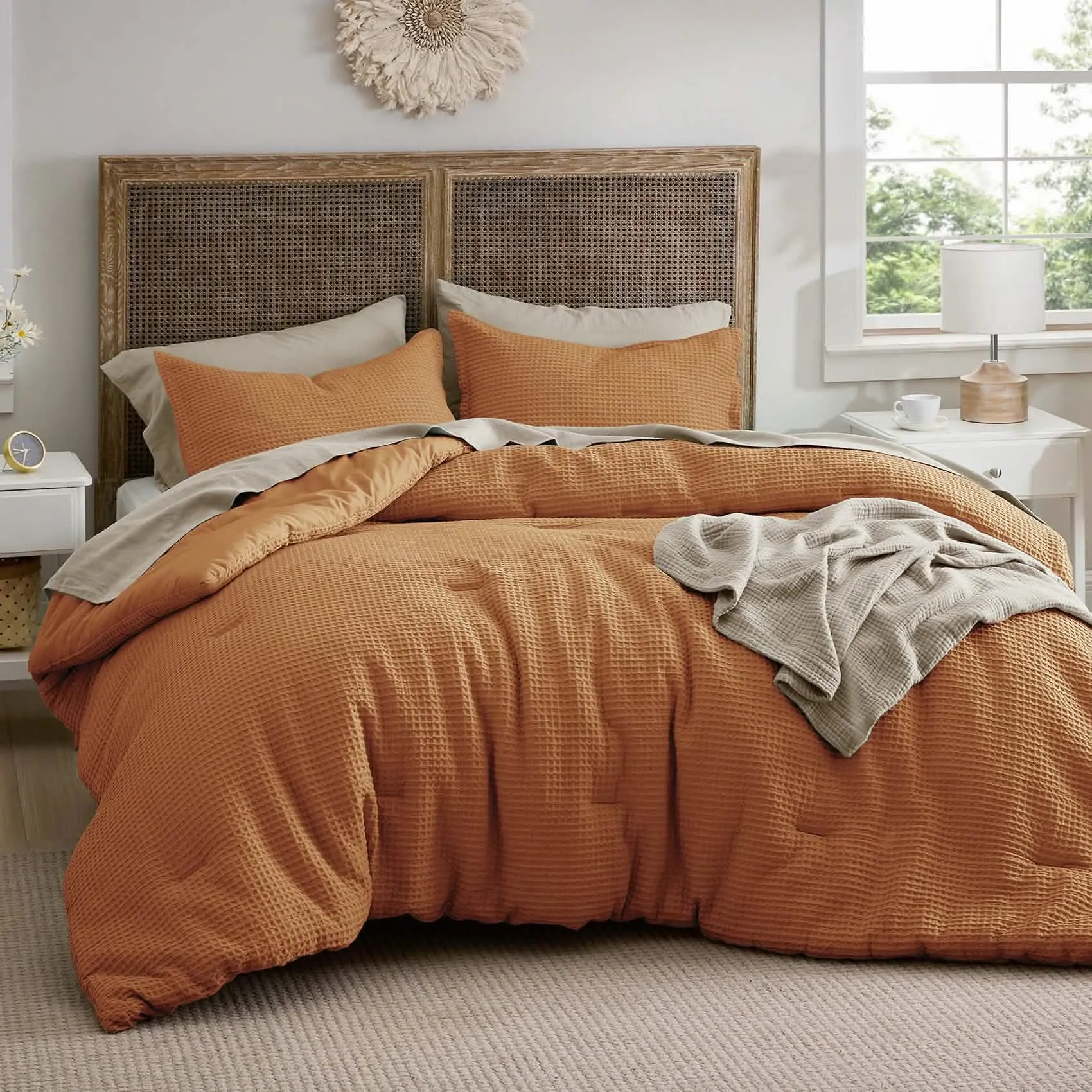 Cotton Waffle Weave Comforter Set