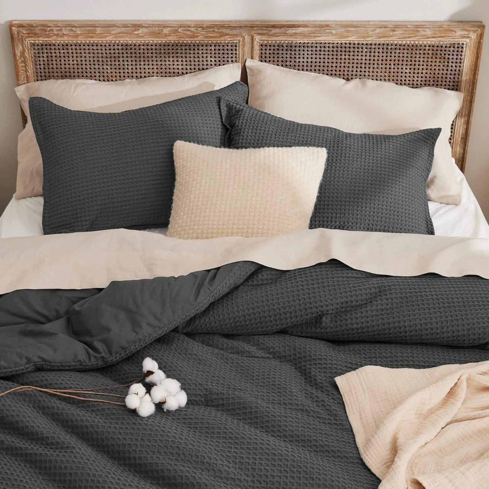 Cotton Waffle Weave Comforter Set