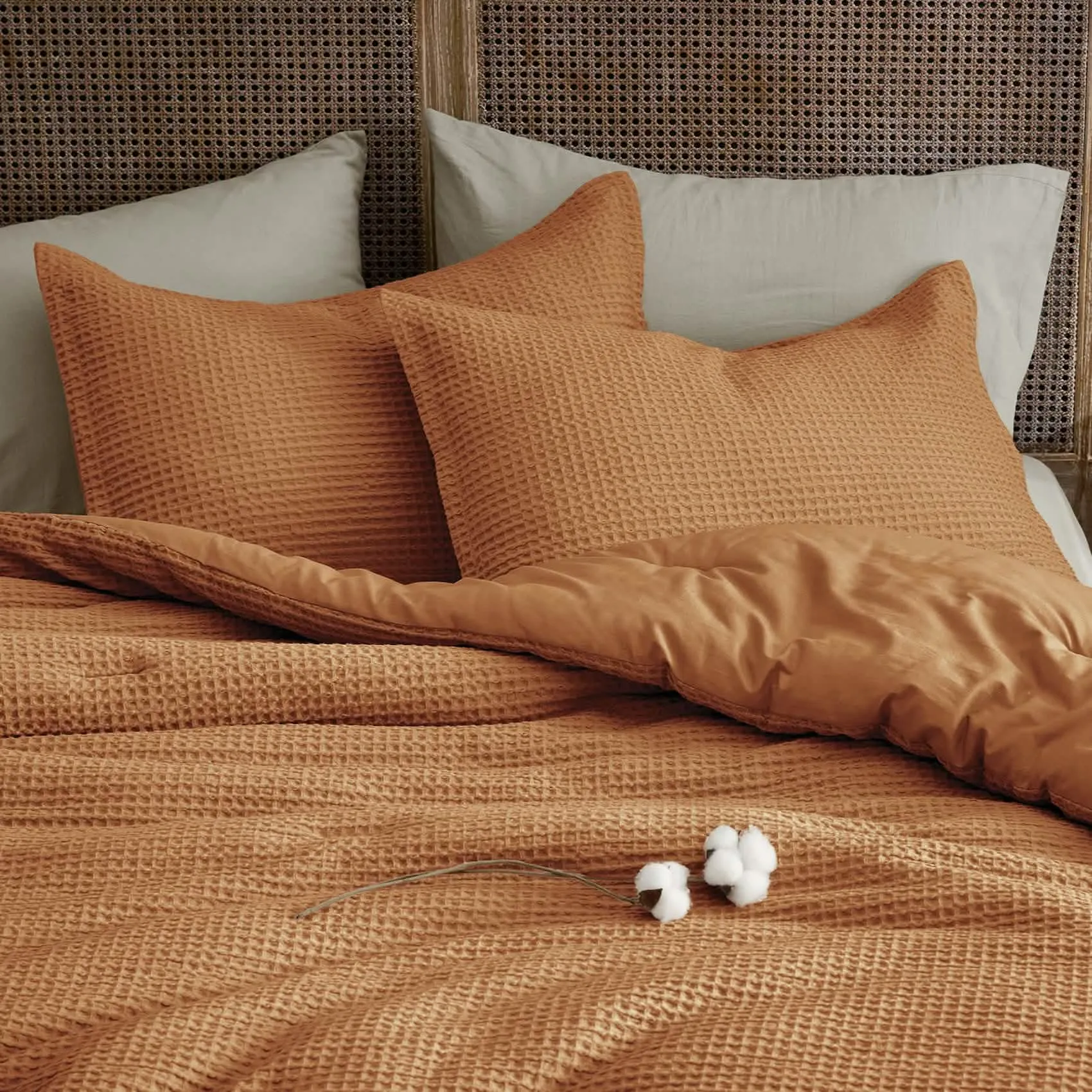 Cotton Waffle Weave Comforter Set