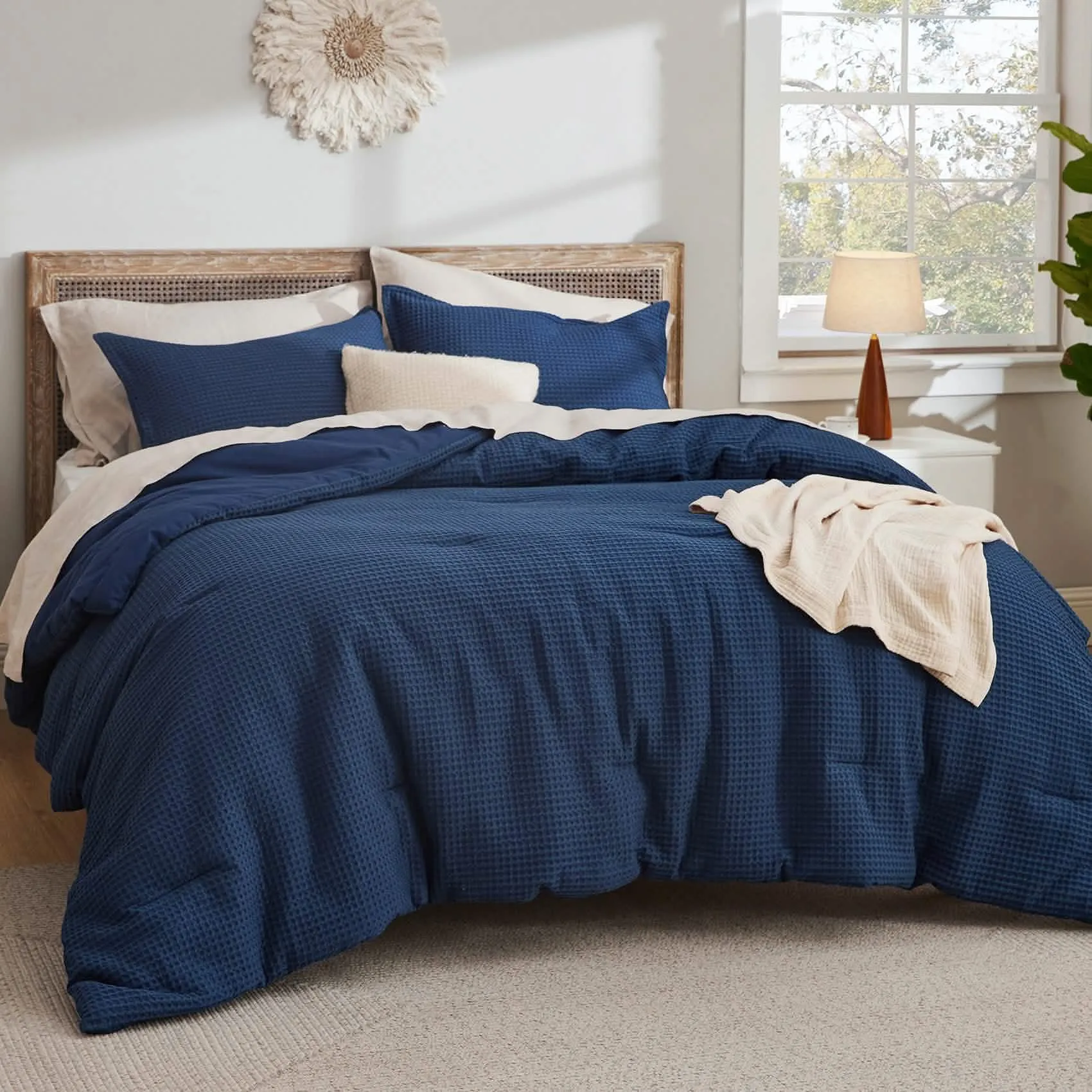 Cotton Waffle Weave Comforter Set