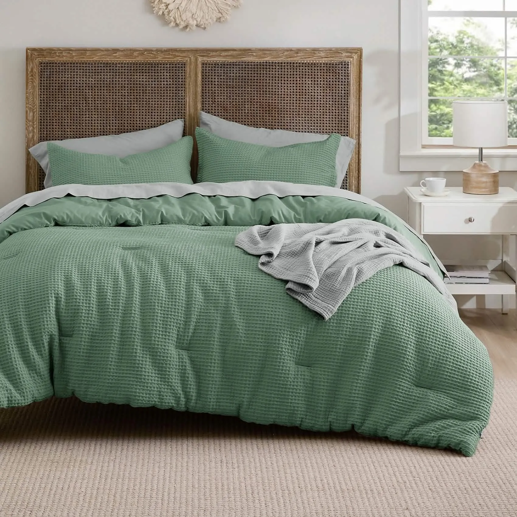 Cotton Waffle Weave Comforter Set