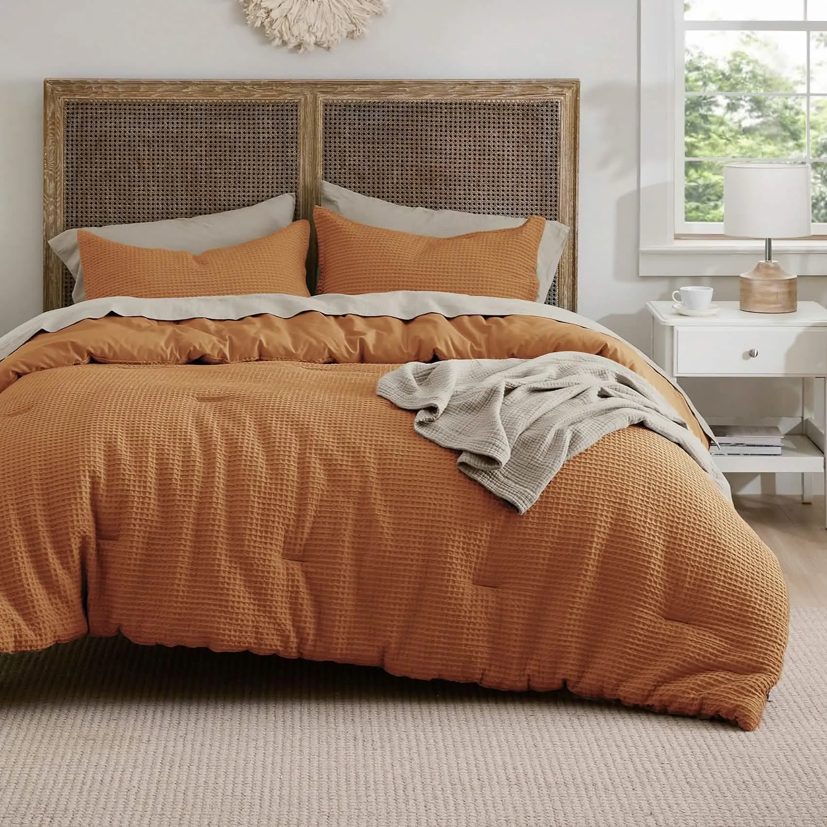 Cotton Waffle Weave Comforter Set