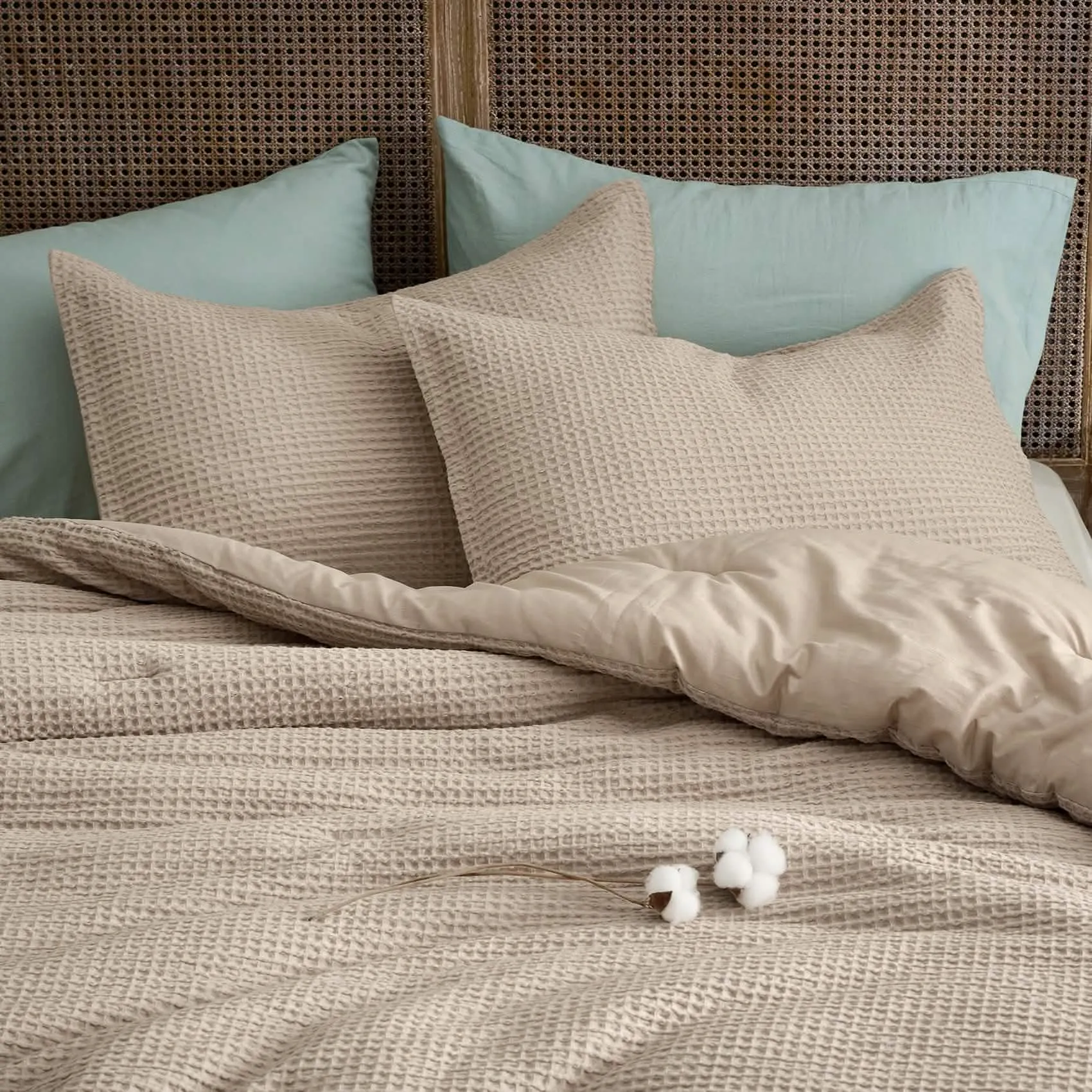 Cotton Waffle Weave Comforter Set