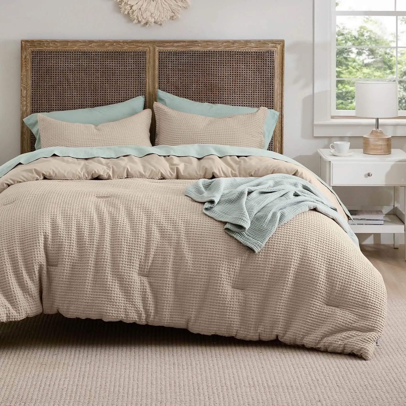 Cotton Waffle Weave Comforter Set