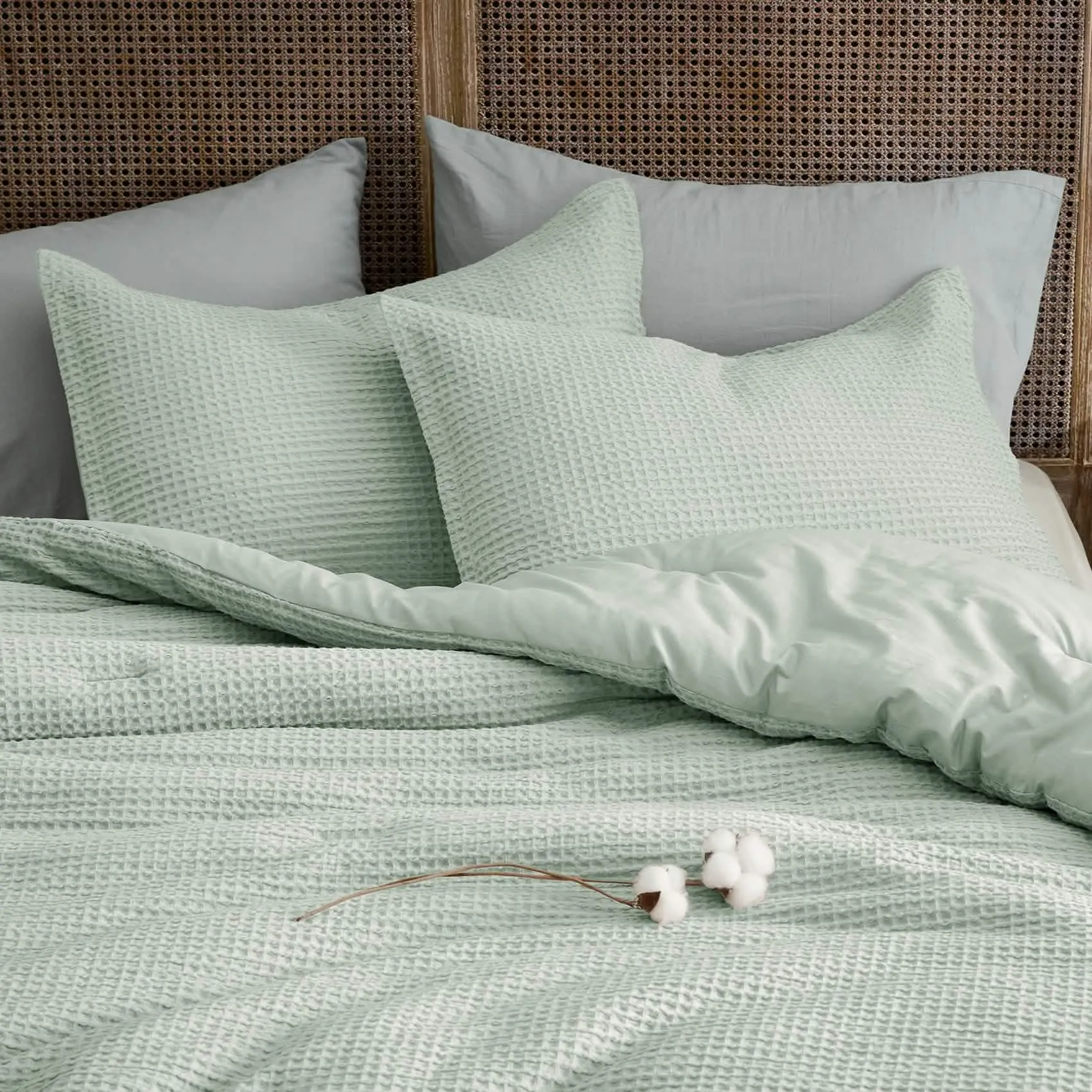 Cotton Waffle Weave Comforter Set