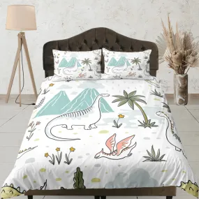 Cute dinosaur bedding, kids bedding full, crib duvet cover set, dinosaur nursery bed decor, colorful bedding, baby dinosaur, toddler bedding