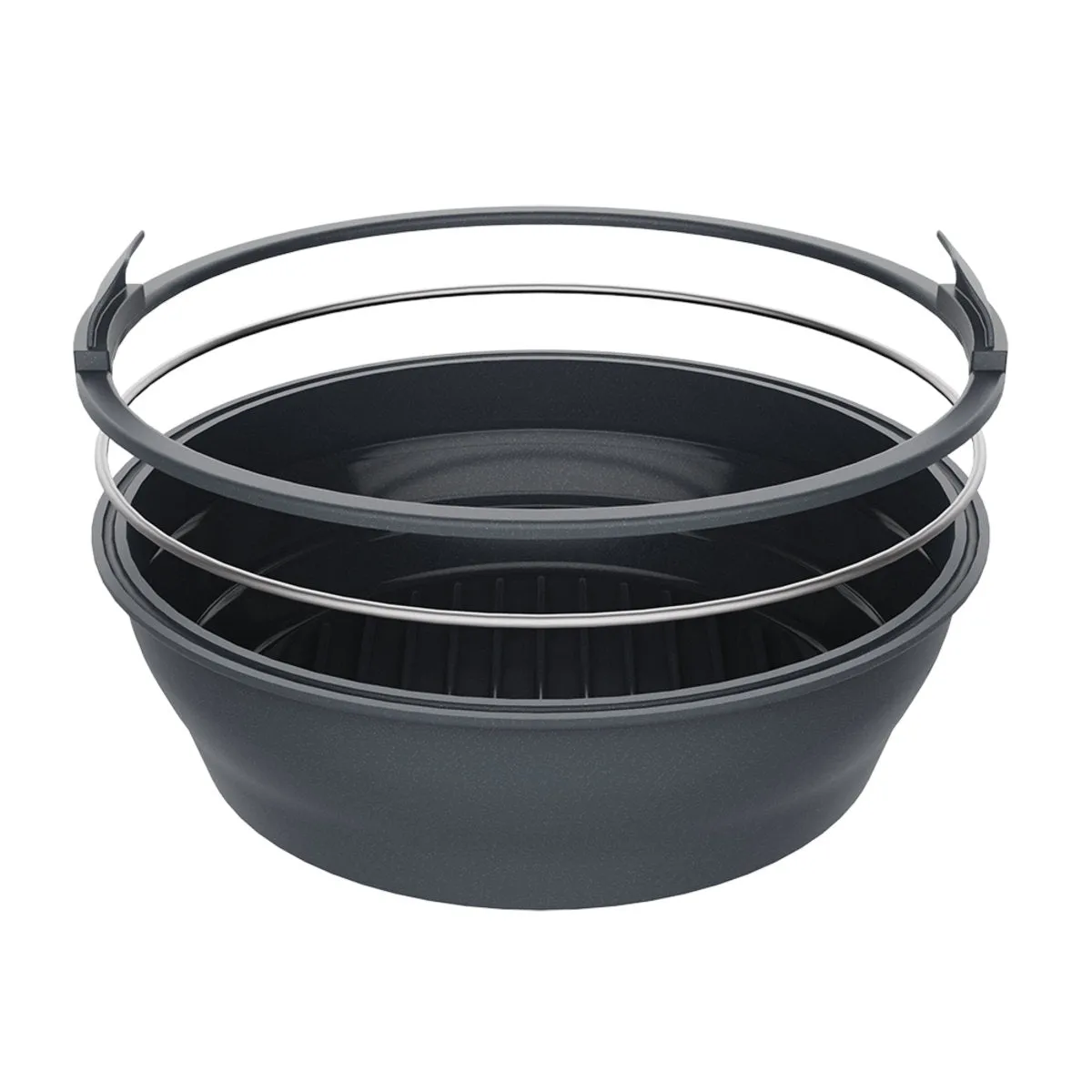 Daily Bake Silicone Round Collapsible Air Fryer Basket Charcoal 22cm