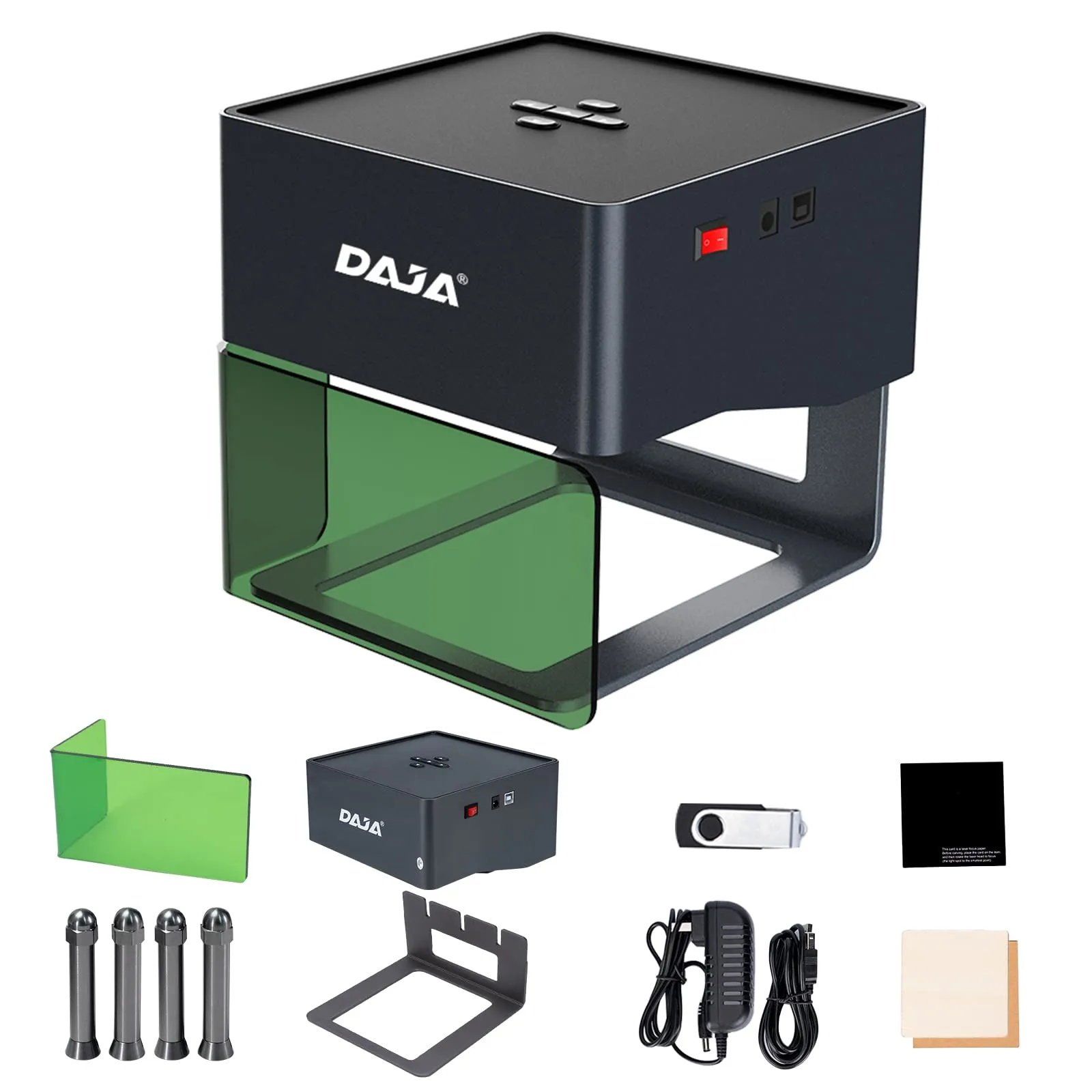 DAJA DJ6 Pro Laser Engraver with Higher Columns Portable Laser Engraving Machine Kits for DIY Supports Win/Mobile System/Offline Laser Cutter (Working area 3.15 * 3.15 inches)