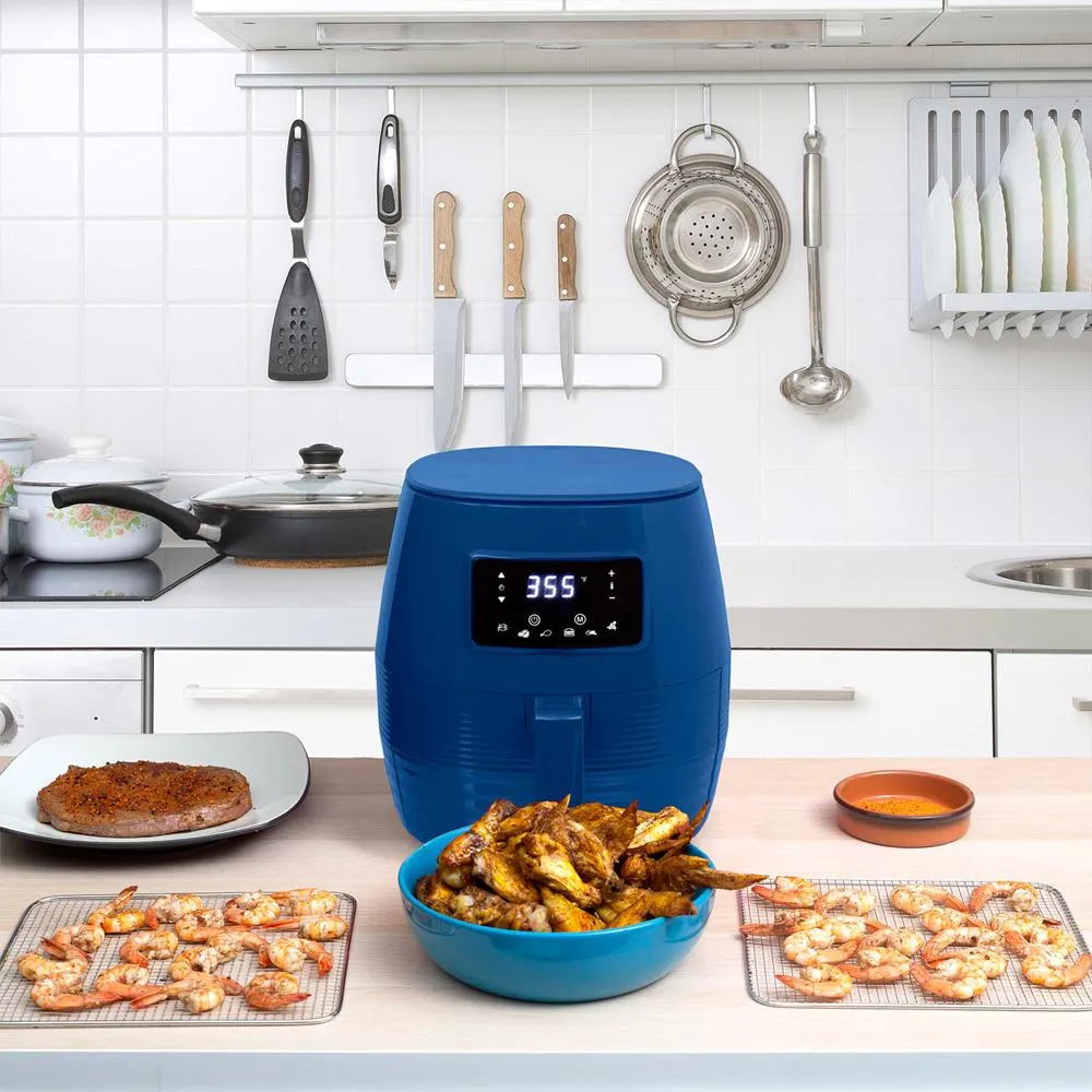 Deco Chef Digital 5.8QT Electric Air Fryer Blue with 1 Year Extended Warranty