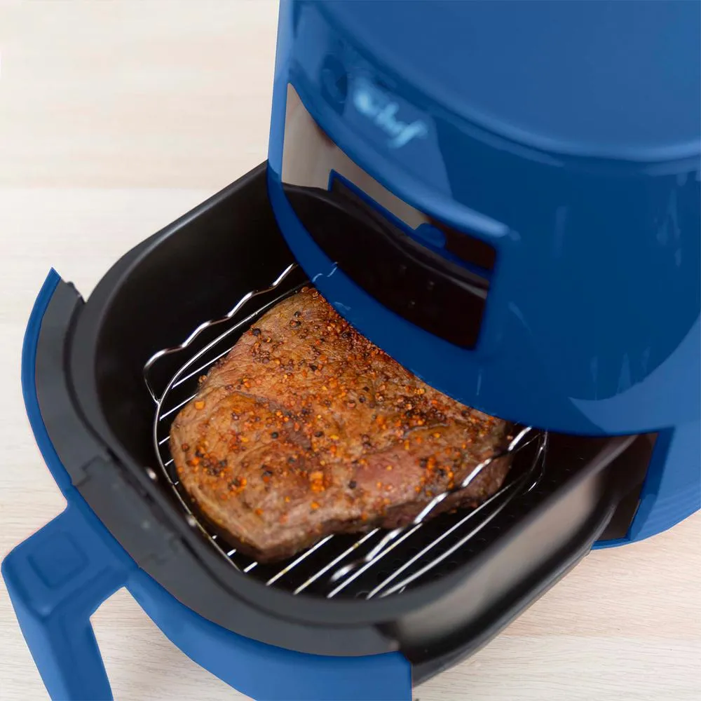 Deco Chef Digital 5.8QT Electric Air Fryer Blue with 1 Year Extended Warranty