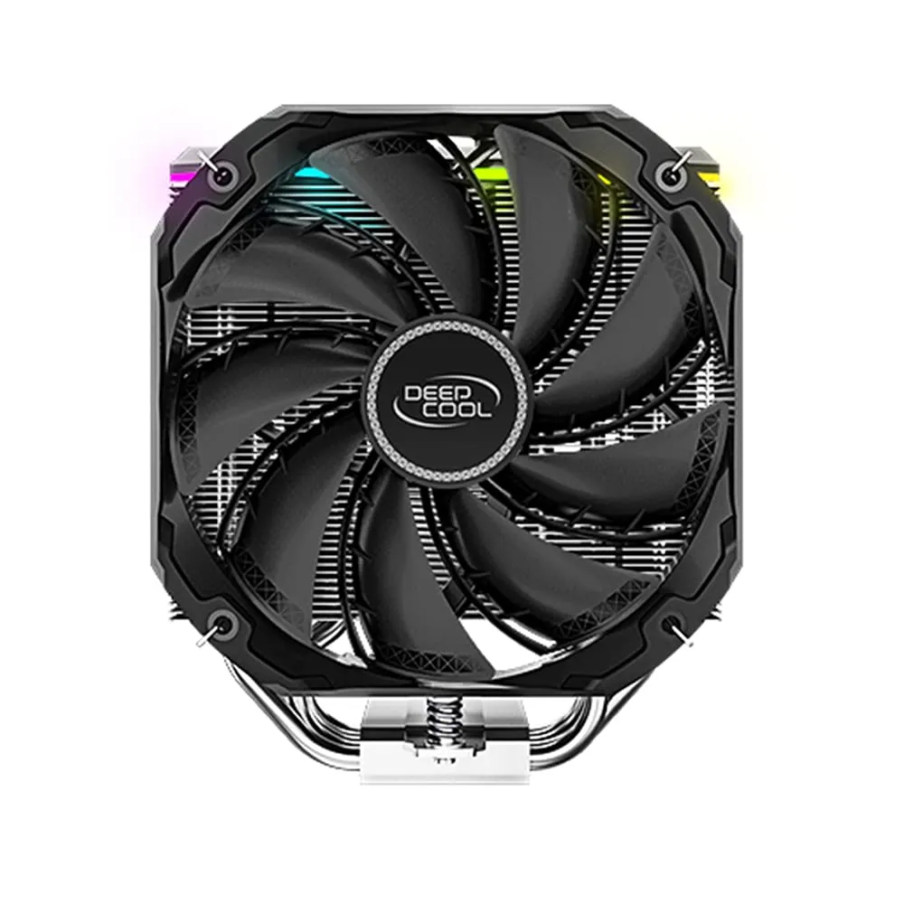 DeepCool AS500 CPU Air Cooler, Universal RAM Height Compatibility, 140mm PWM Fan, A-RGB Top Cover, 5 Heat Pipe Design for Intel Core/AMD Ryzen CPUs