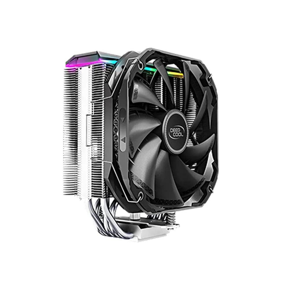 DeepCool AS500 CPU Air Cooler, Universal RAM Height Compatibility, 140mm PWM Fan, A-RGB Top Cover, 5 Heat Pipe Design for Intel Core/AMD Ryzen CPUs