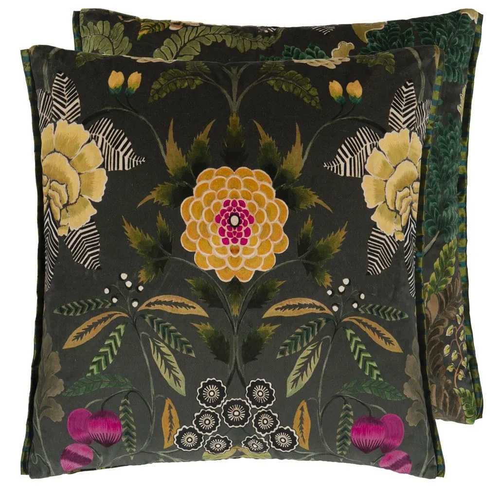 Designers Guild Brocart Decoratif Velours Olive Decorative Pillow