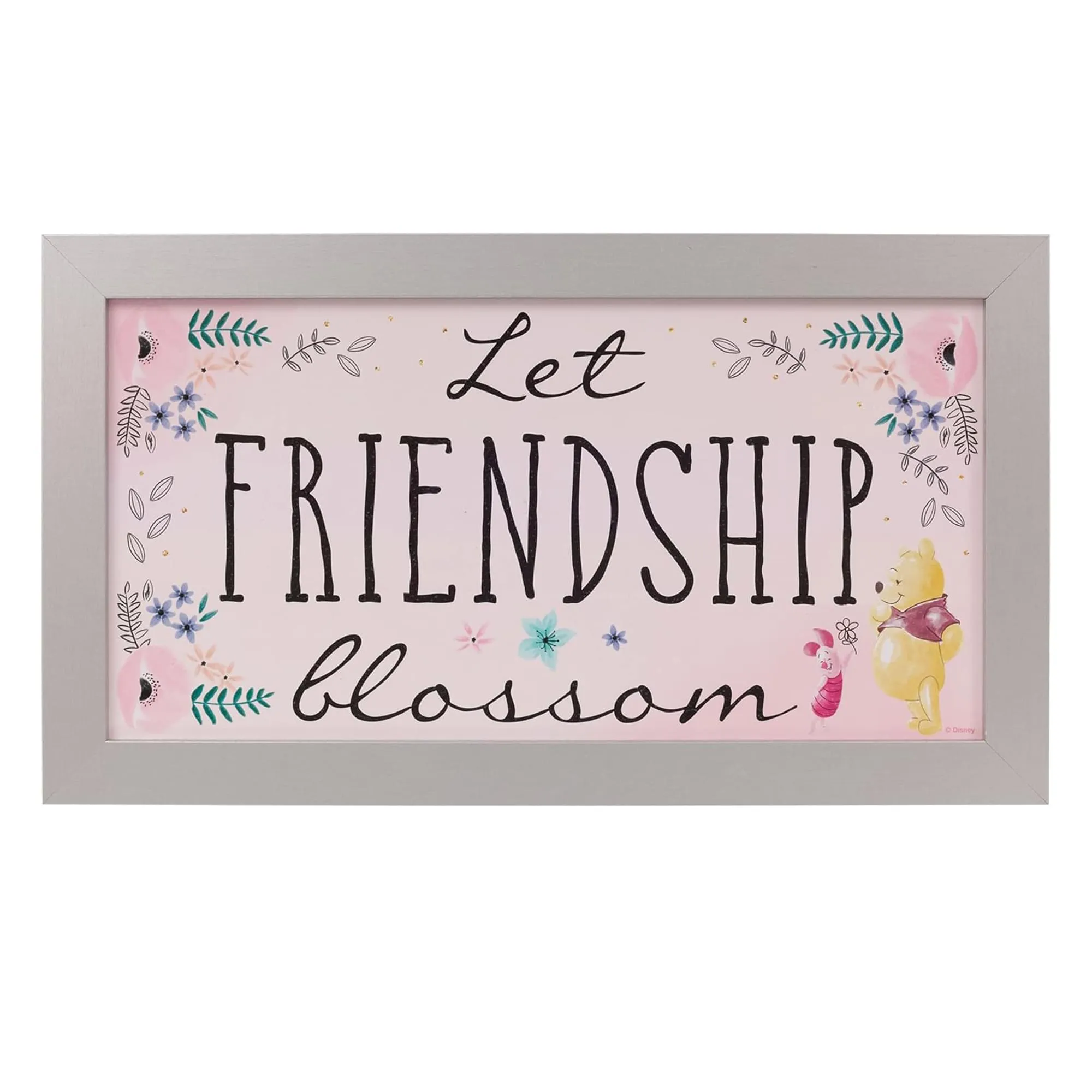 Disney Winnie The Pooh "Let Frendship Blossom" 10 x 18 Inch Framed MDF Wall Art