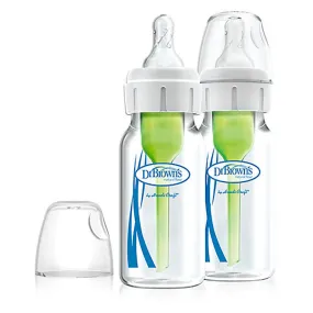 Dr. Brown's Natural Flow Options  Narrow Glass Baby Bottles 4oz 2-Pack