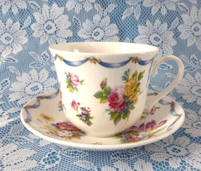 Dresden Spray Breakfast Size Cup And Saucer Roy Kirkham Flowers Floral Bone China