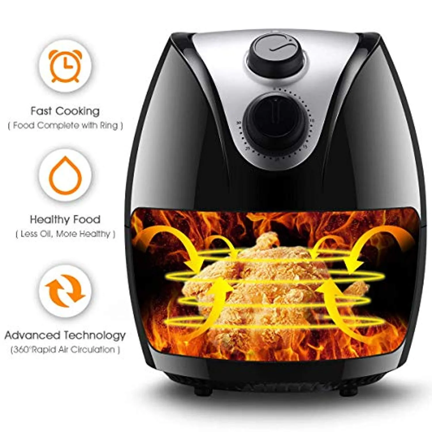 Electric Air Fryer, UL Certified, 3.2 Quart - Healthy Oil Free Cooking