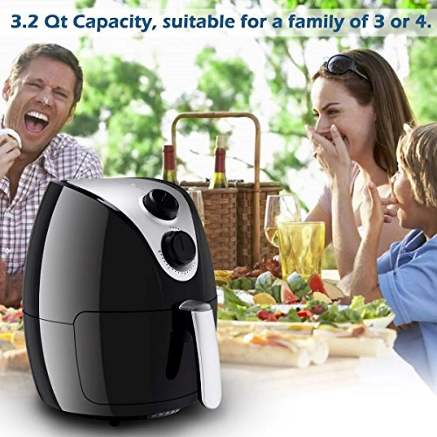 Electric Air Fryer, UL Certified, 3.2 Quart - Healthy Oil Free Cooking