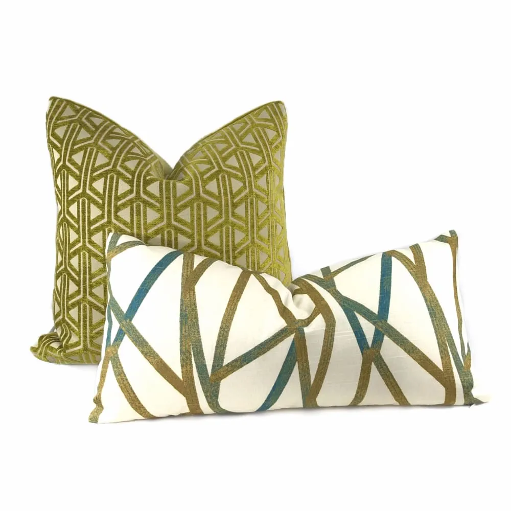 Emerson Chartreuse Wishbone Lattice Pillow Cover