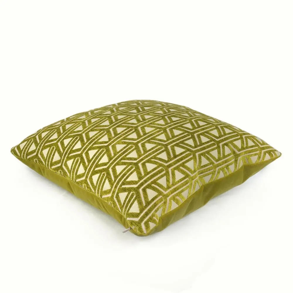 Emerson Chartreuse Wishbone Lattice Pillow Cover