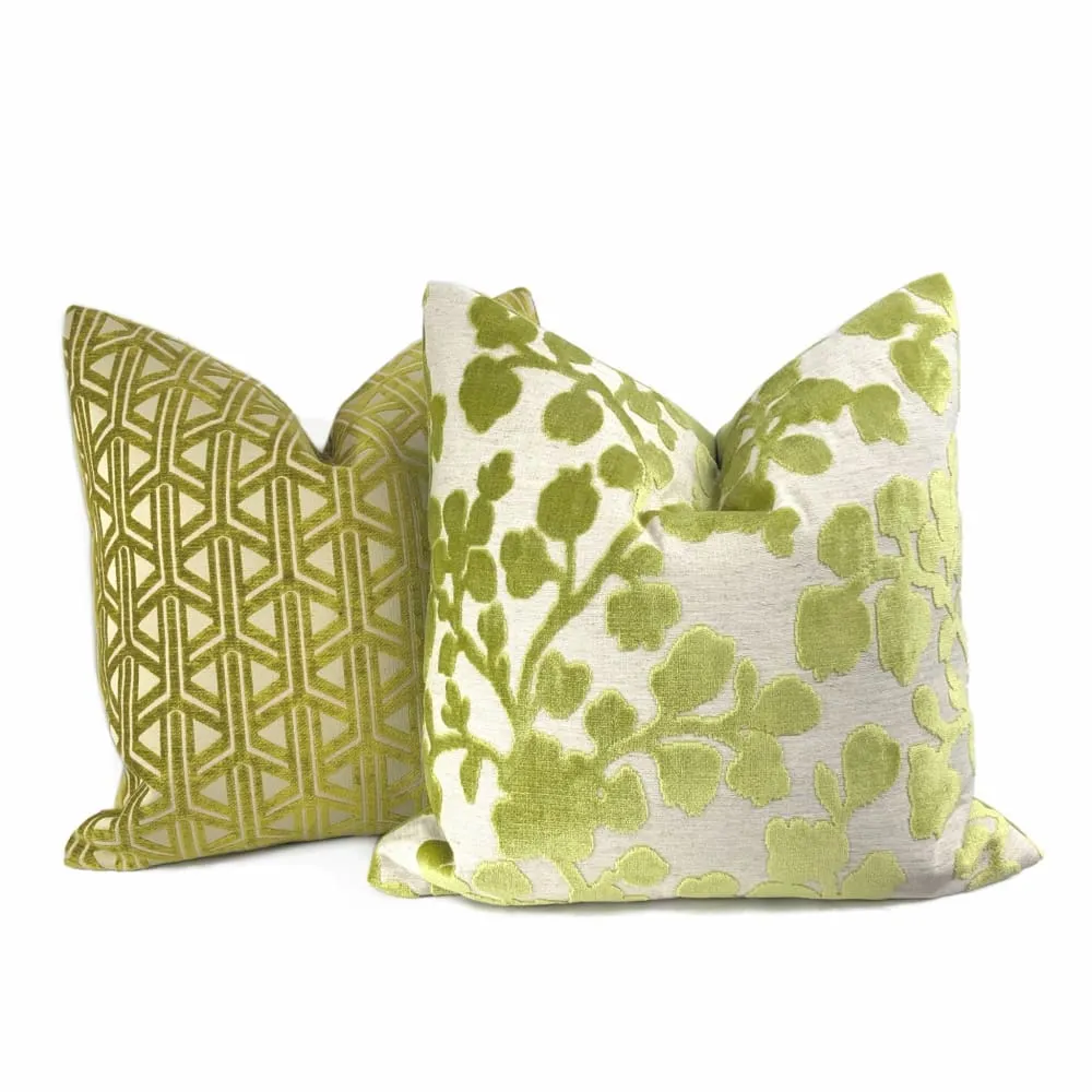 Emerson Chartreuse Wishbone Lattice Pillow Cover