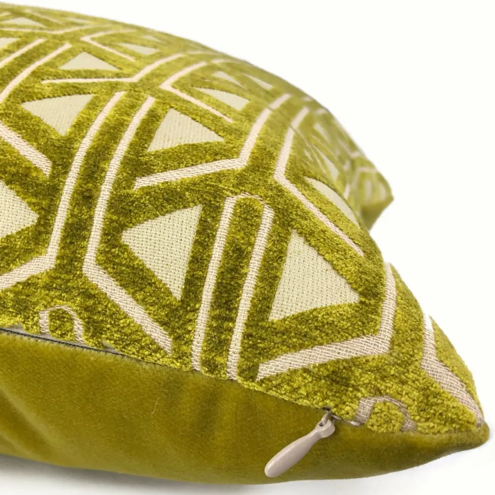 Emerson Chartreuse Wishbone Lattice Pillow Cover