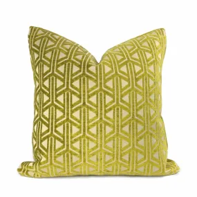 Emerson Chartreuse Wishbone Lattice Pillow Cover