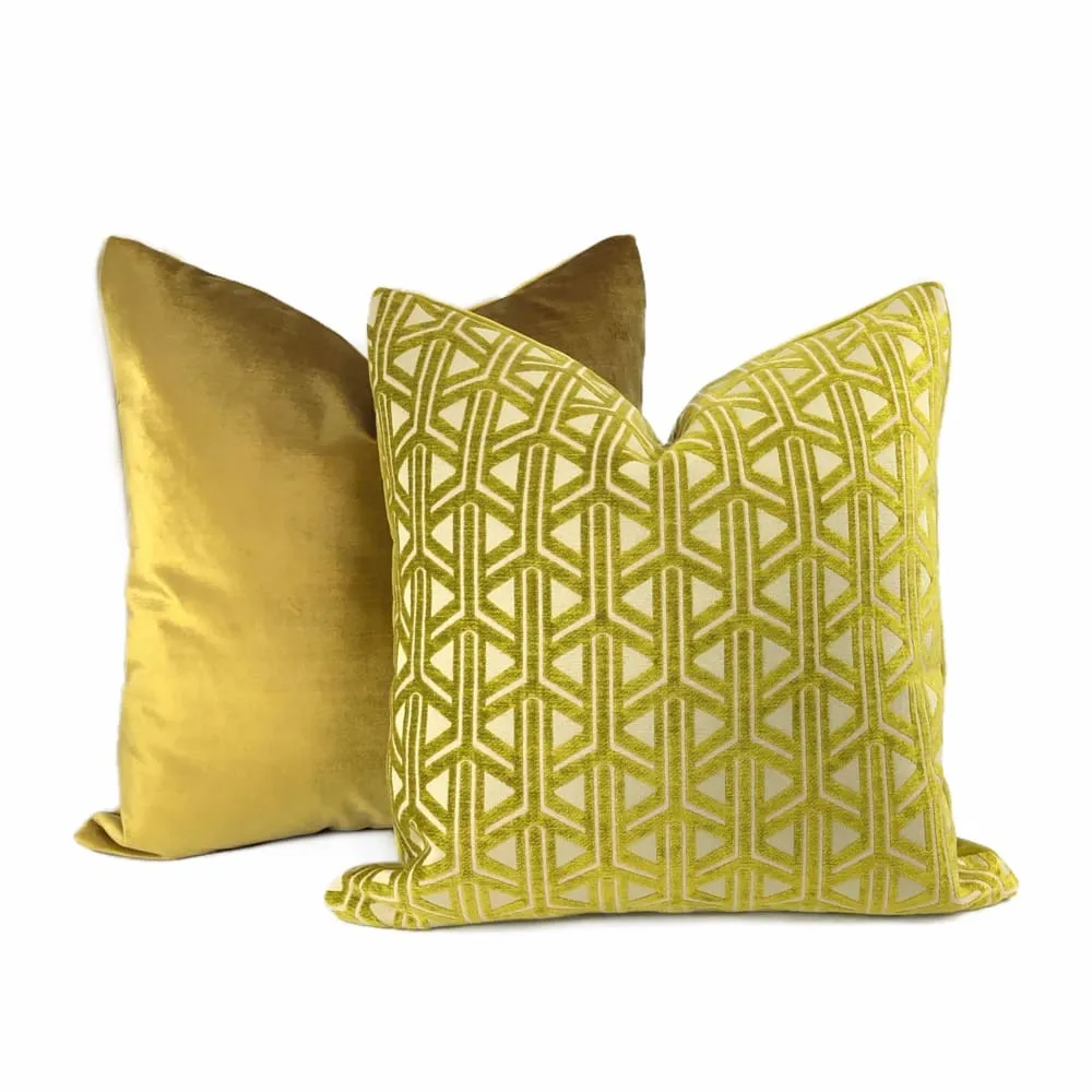 Emerson Chartreuse Wishbone Lattice Pillow Cover