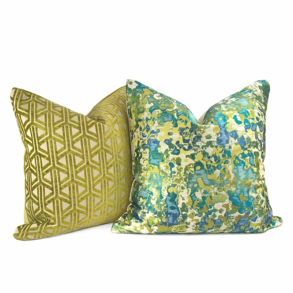 Emerson Chartreuse Wishbone Lattice Pillow Cover