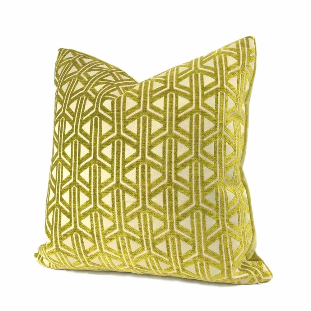 Emerson Chartreuse Wishbone Lattice Pillow Cover