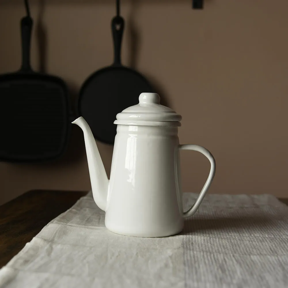 Enamel Warm White Coffee Pot