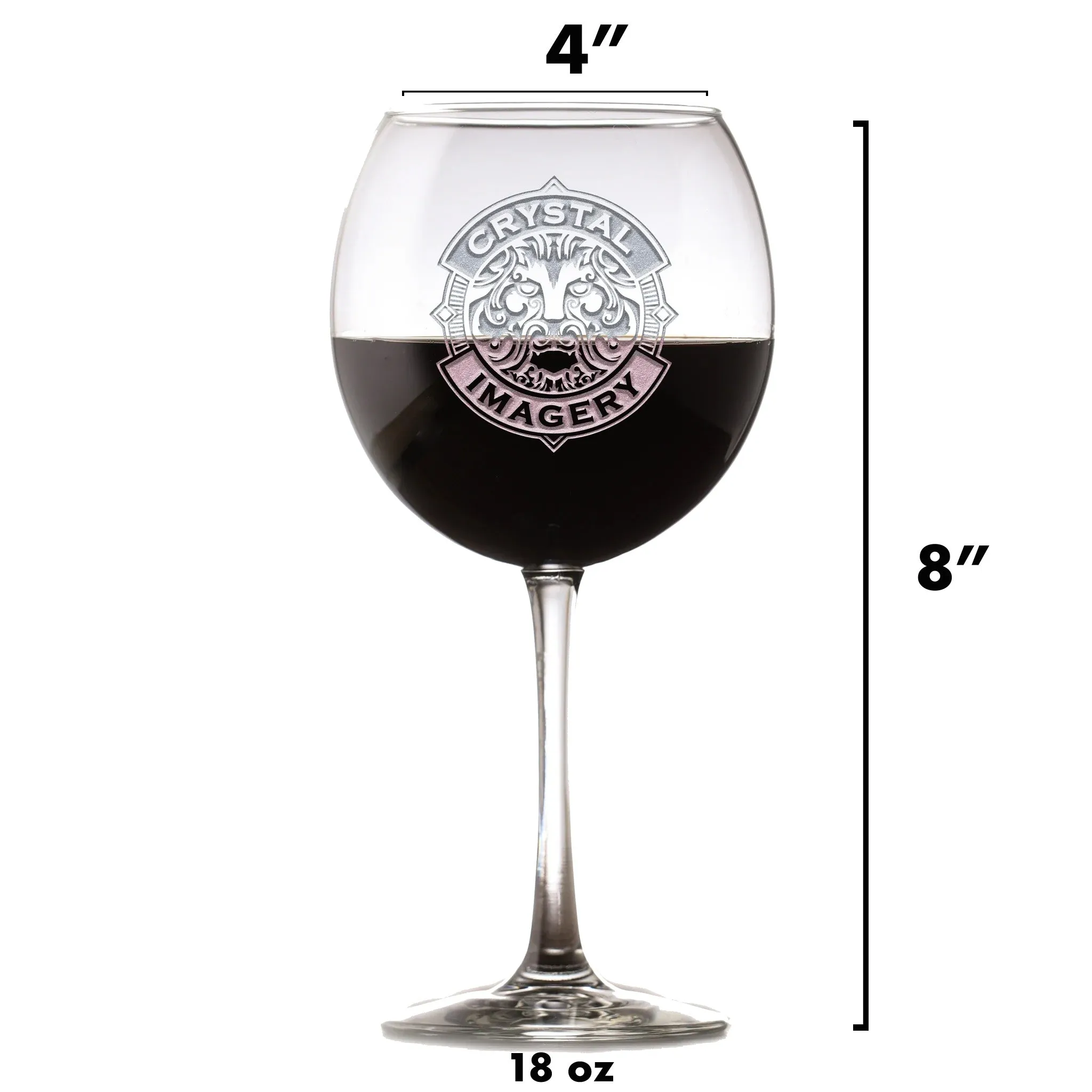 Etched Monogram Red Wine Glass