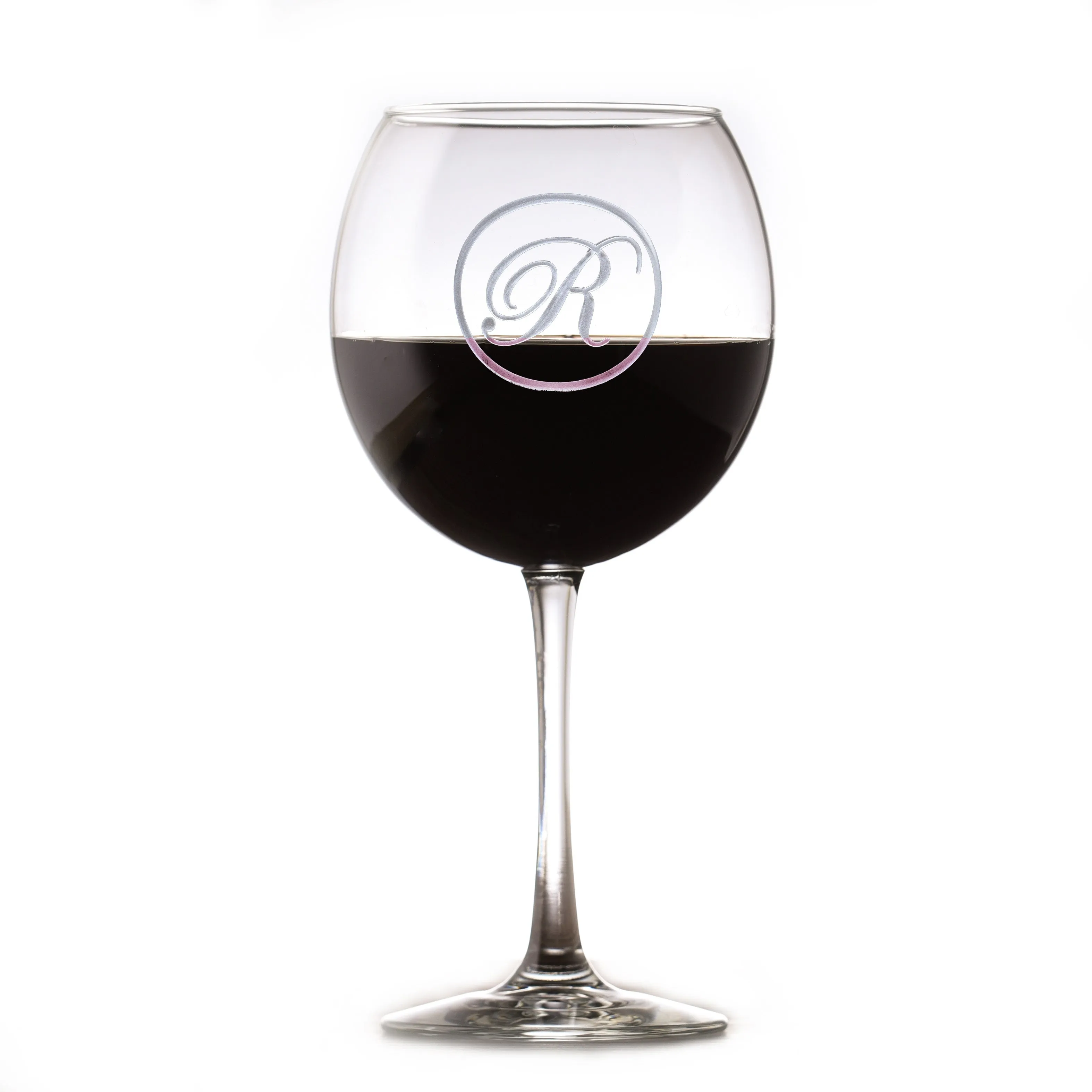 Etched Monogram Red Wine Glass