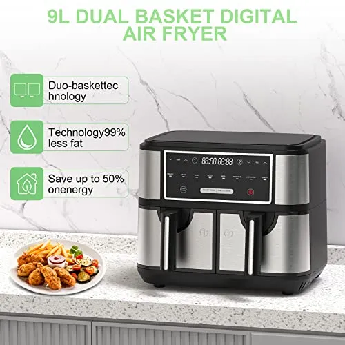 EUARY Best 9L Large Dual Basket Air Fryers for Family (New)