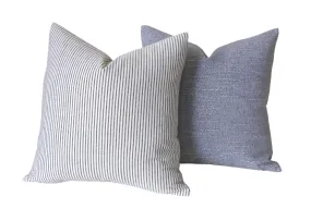 Farmhouse Pillow Cover 20x20 / Ticking Stripe 20x20 / Solid Blue 26x26 / Chambray Blue Pillow / Solid pillow 12x21 / Light Blue