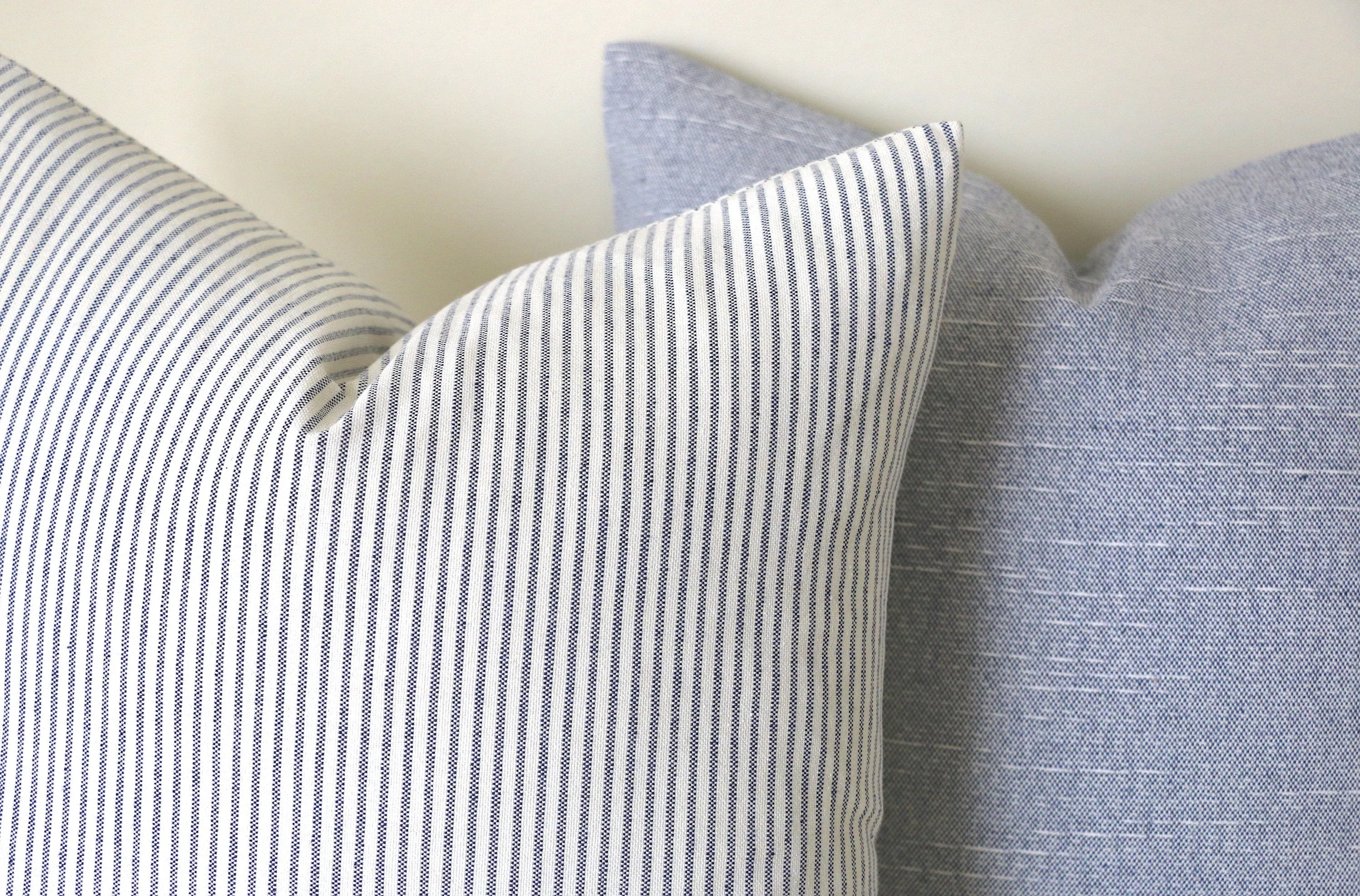 Farmhouse Pillow Cover 20x20 / Ticking Stripe 20x20 / Solid Blue 26x26 / Chambray Blue Pillow / Solid pillow 12x21 / Light Blue