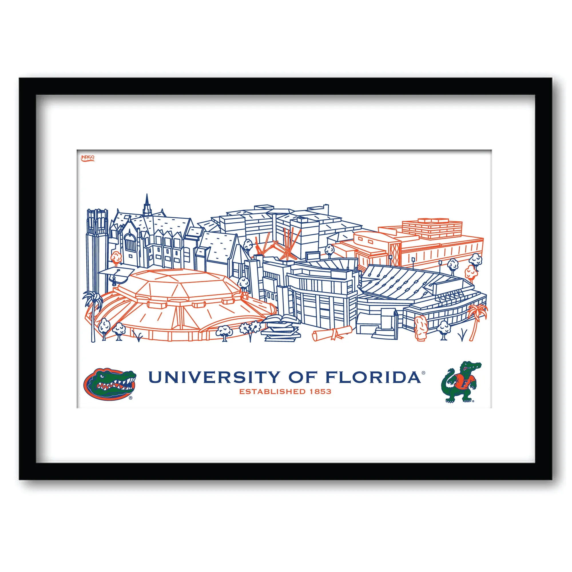 Florida Gators Framed Campus Wall Art 11" x 14"