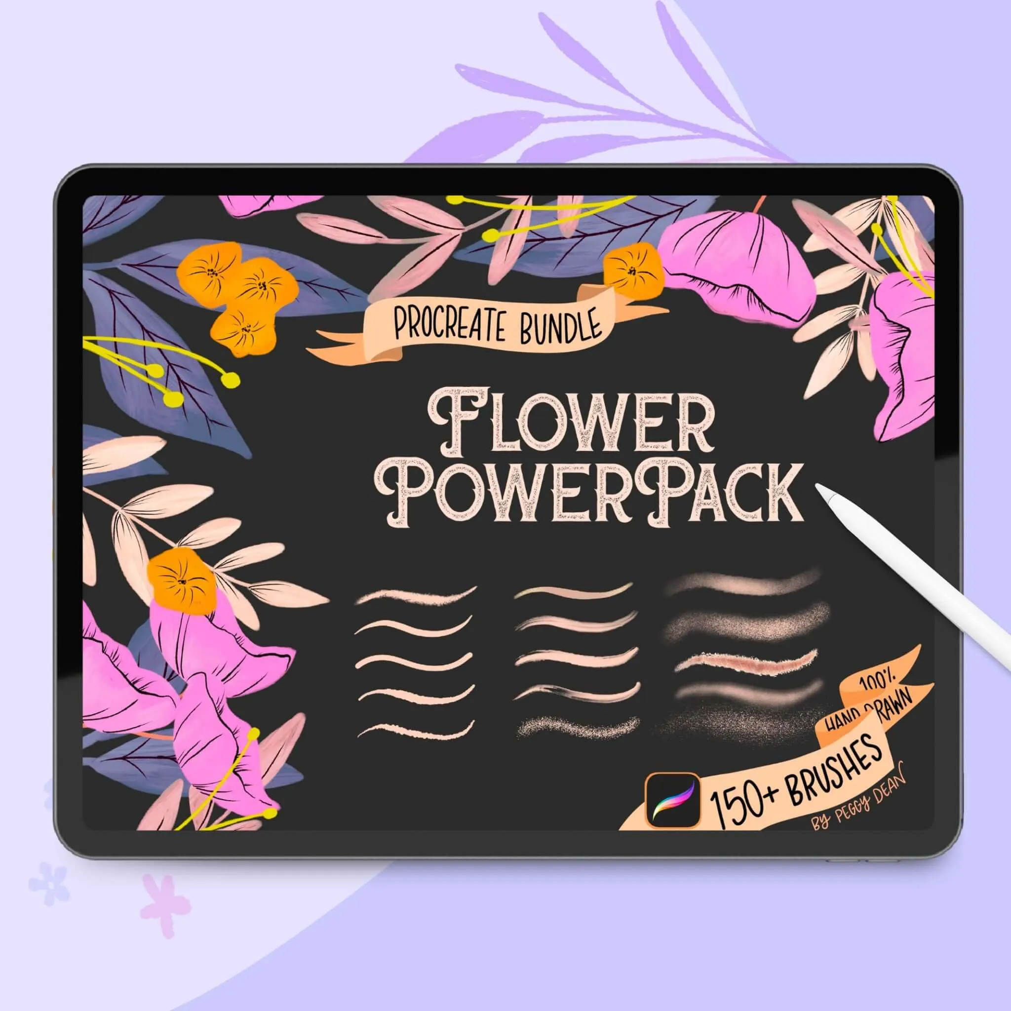 Flower PowerPack: 150  Procreate Brushes for Botanical Drawing