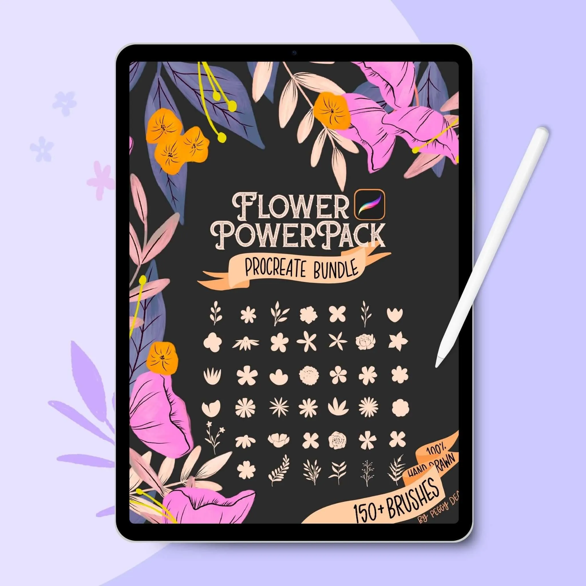 Flower PowerPack: 150  Procreate Brushes for Botanical Drawing