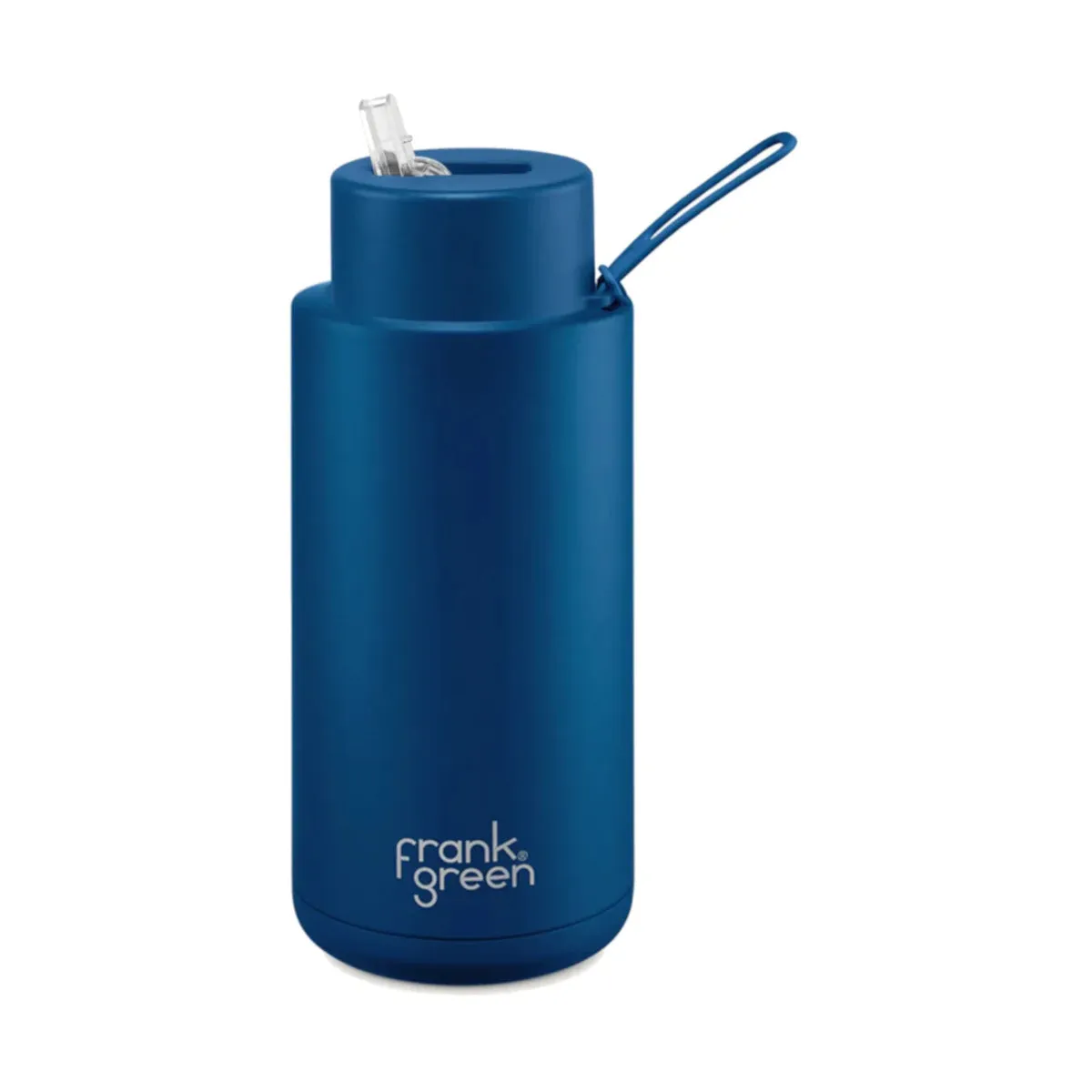 Frank Green Ceramic Reusable Bottle with Straw Lid Deep Ocean 1L