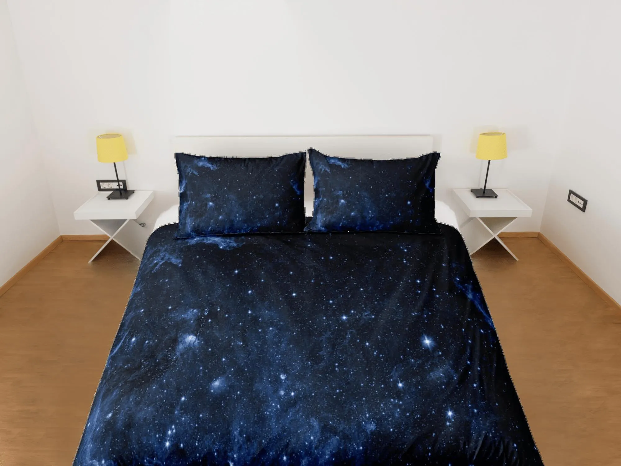 Galaxy dark blue bedding, 3D outer space bedding set full, cosmic duvet cover king, queen, dorm bedding, toddler bedding aesthetic duvet