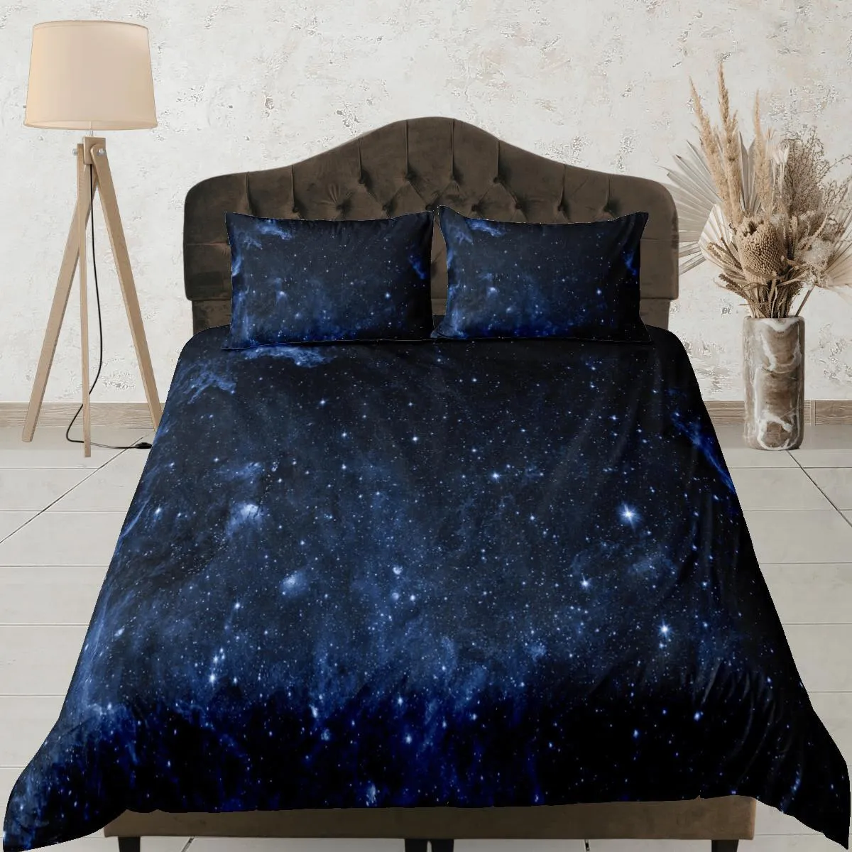 Galaxy dark blue bedding, 3D outer space bedding set full, cosmic duvet cover king, queen, dorm bedding, toddler bedding aesthetic duvet