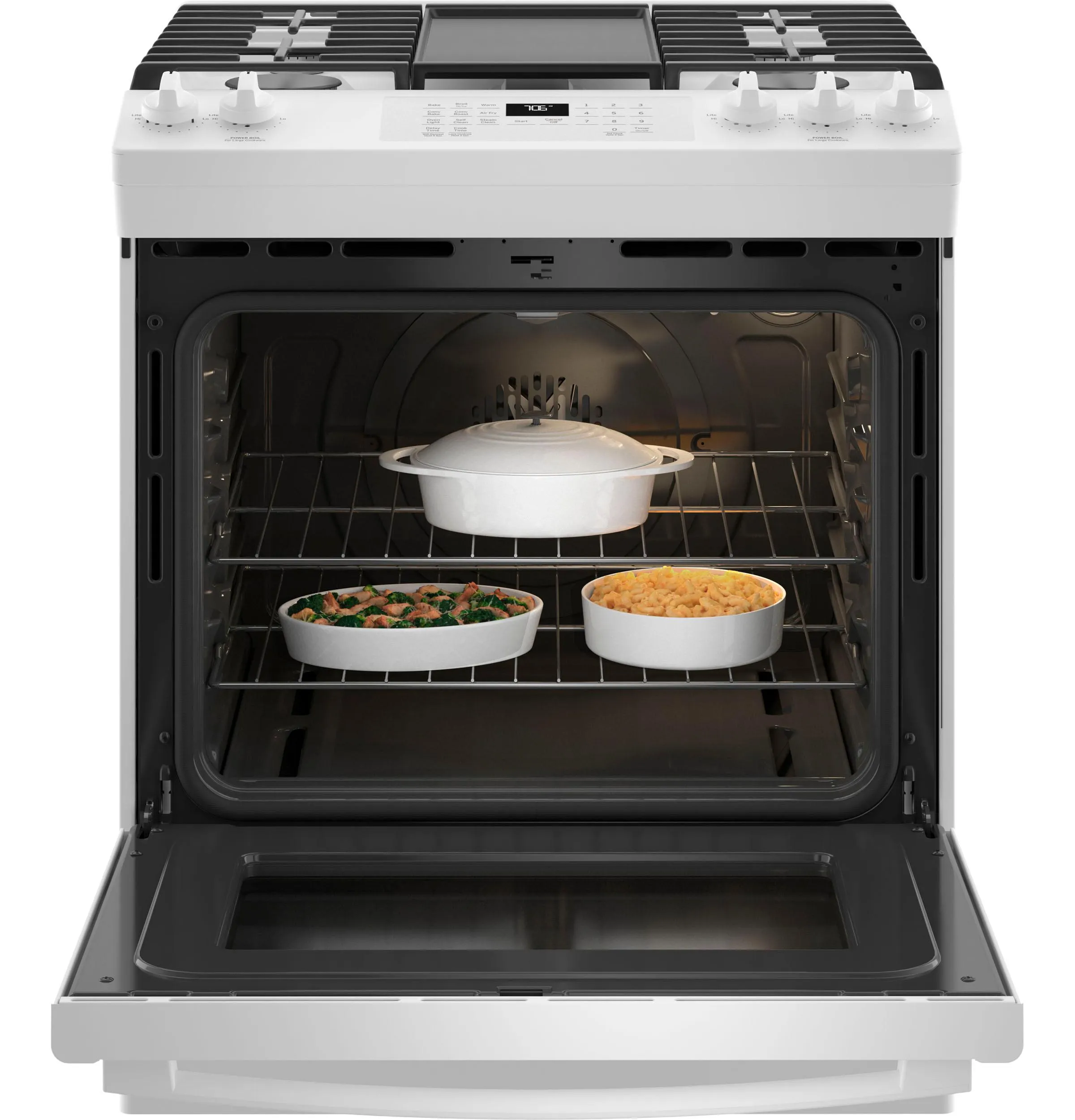 GE® 30" Slide-In Front-Control Convection Gas Range with No Preheat Air Fry