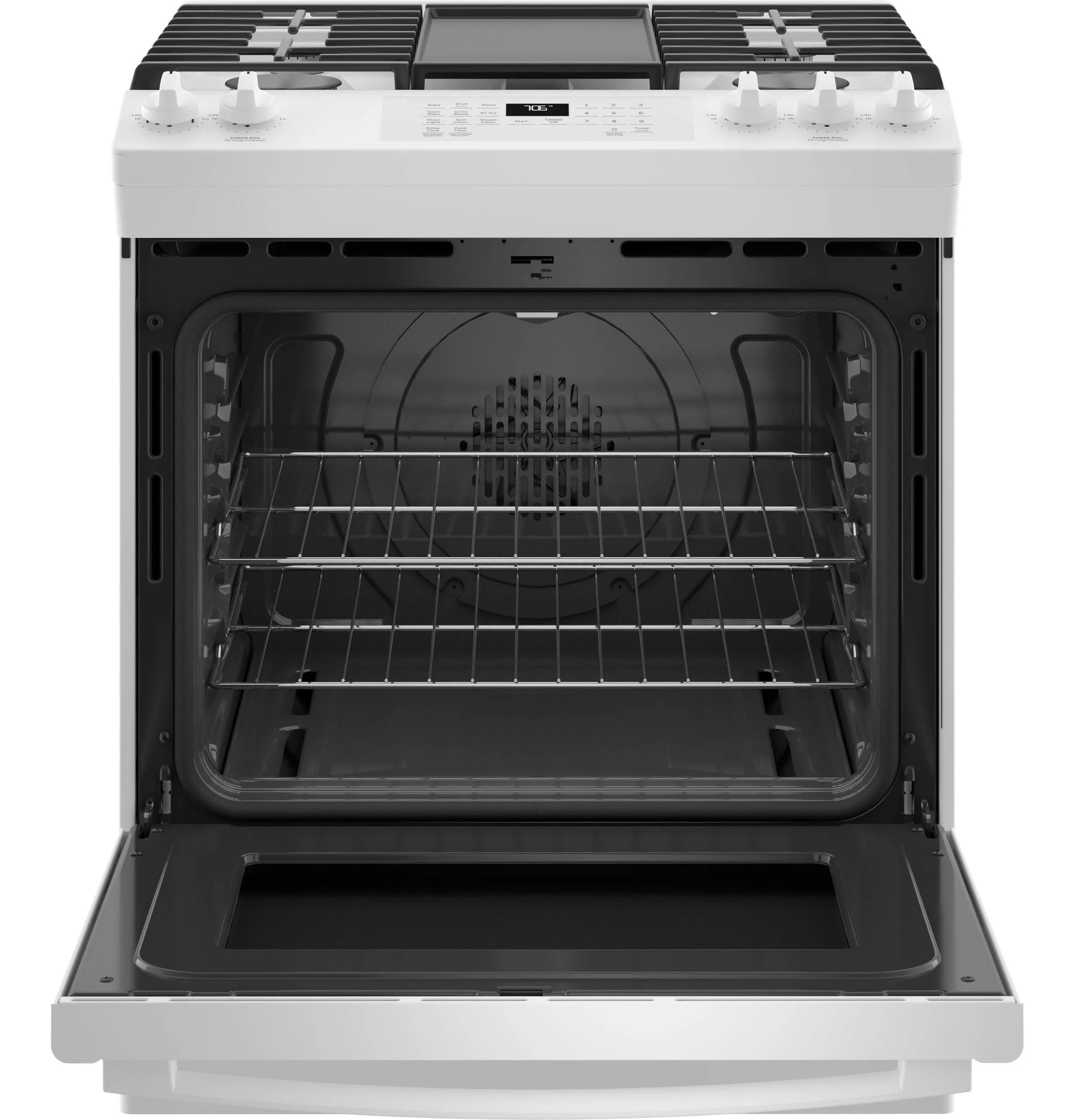 GE® 30" Slide-In Front-Control Convection Gas Range with No Preheat Air Fry