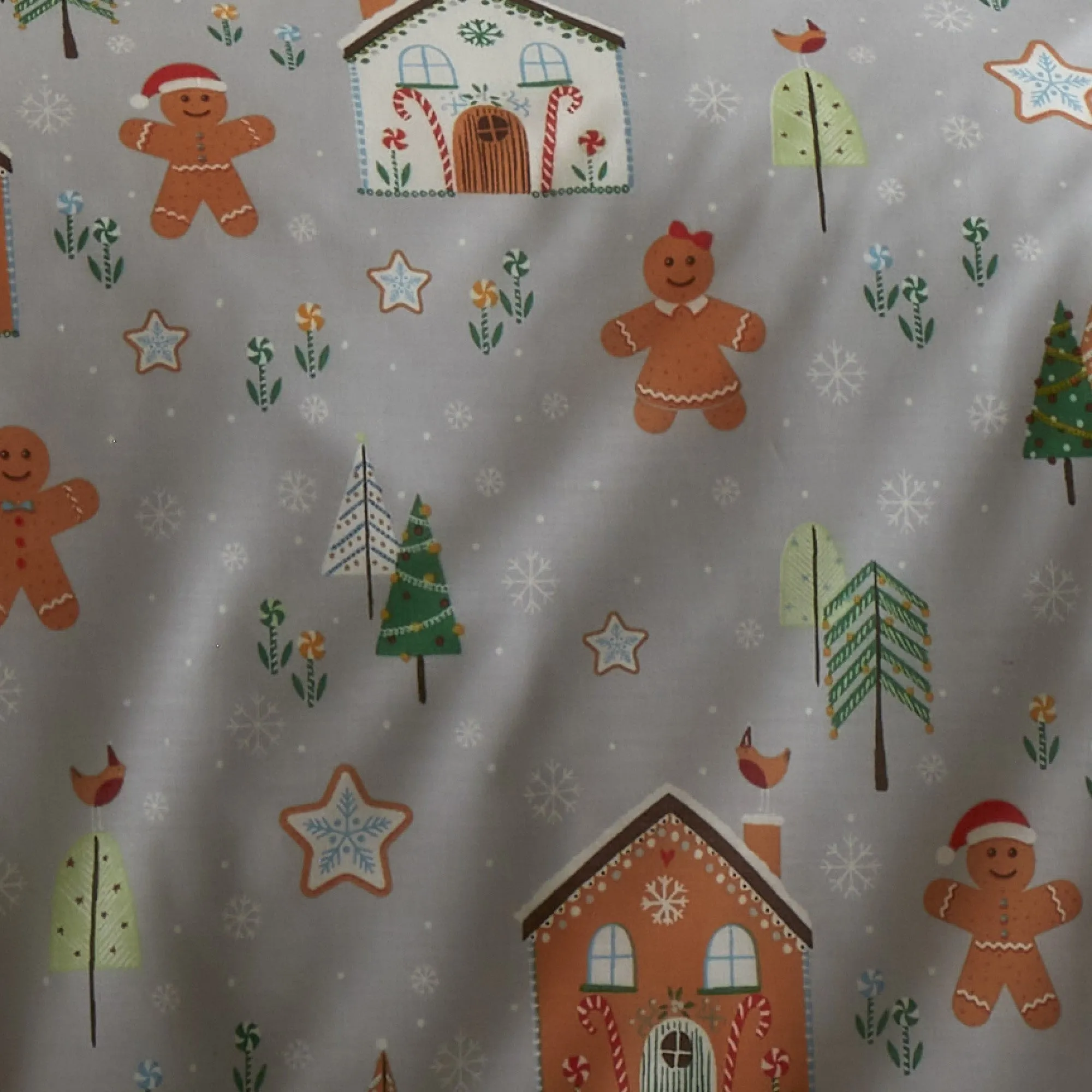 Gingerbread House Duvet Cover Set by Bedlam Christmas in Grey