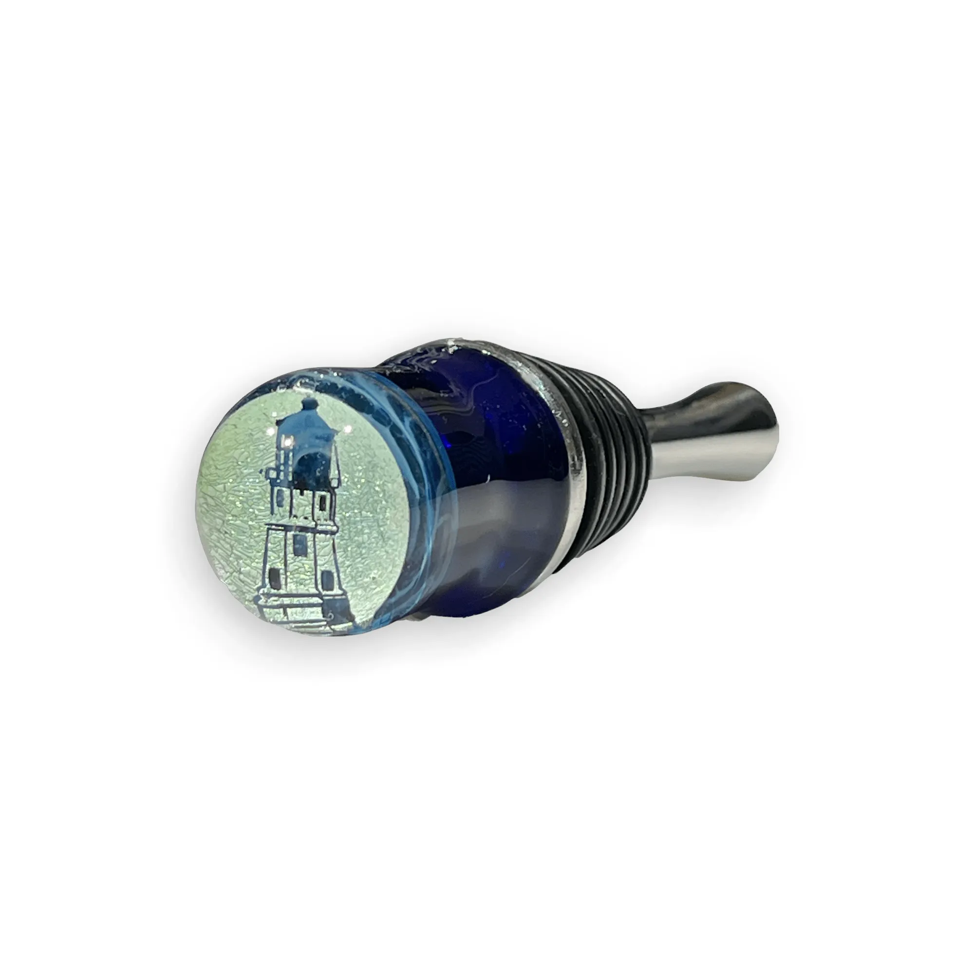 Glass Lighthouse Bottle Stopper by Naf Glass