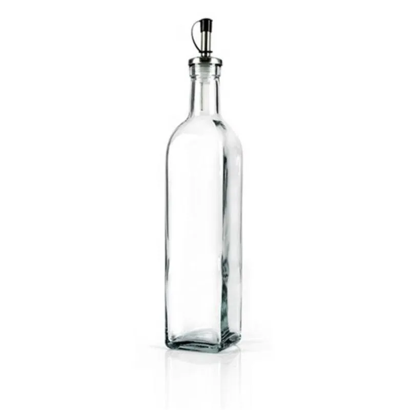 Glass Oil Bottle with Stainless Steel Spout & Sillicone Stopper - 500ml